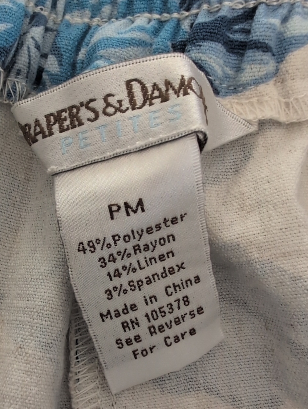 Draper's & Damon's Women's Blue Floral Wide-Leg Linen Blend Cropped Pants Petite - Picture 6 of 11